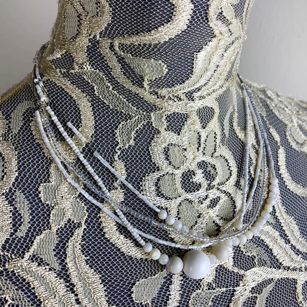 White & Translucent Multi-Strand Necklace